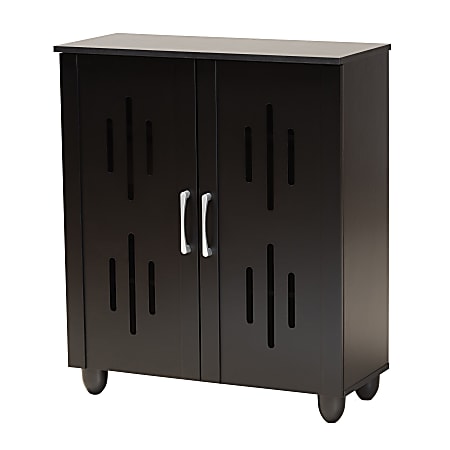 Baxton Studio Renley 30"W 2-Door Shoe Storage Cabinet, Black