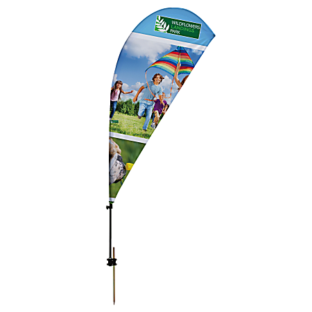 Custom Full-Color 9.5' Teardrop Sail Sign Flag With Ground Spike, 2-Sided