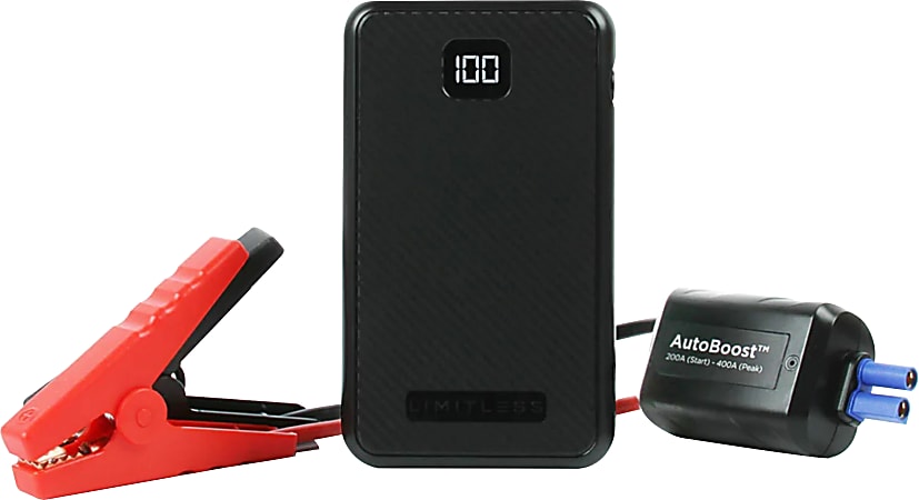 Limitless Innovations AutoBoost Portable Jump Starter/Power Bank/Flashlight, Black, LIM-ABST-001