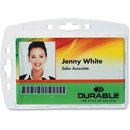 Durable 8005/8012/8268 Replacemt ID Card Holders, Clear, Box Of 10