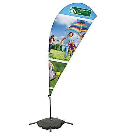 Custom Full-Color 10' Teardrop Sail Sign Flag With Cross Base &amp; Water Ballast, 2-Sided
