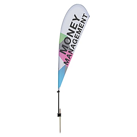 Custom Full-Color 13.5' Teardrop Sail Sign Flag With Ground Spike, 2-Sided