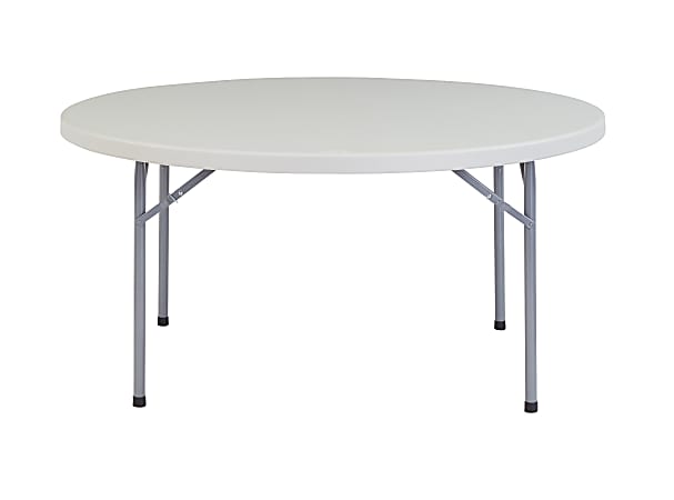 National Public Seating Blow-Molded Folding Table, Round, 60"W x 60"D, Light Gray/Gray