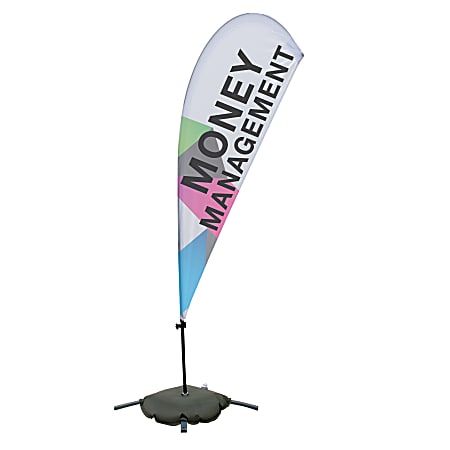 Custom Full-Color 13.5' Teardrop Sail Sign Flag With Cross Base & Water Ballast, 2-Sided