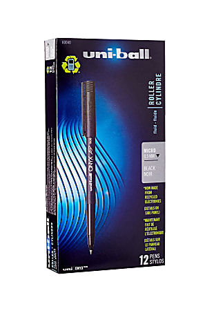 uni-ball® Onyx® Rollerball Pen, Extra Fine Point, 0.5 mm, Black Barrel, Black Ink