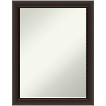 Amanti Art Narrow Non-Beveled Rectangle Wood-Framed Bathroom Wall Mirror, 27-1/2" x 21-1/2", Romano Espresso