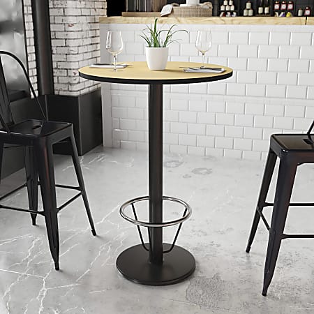 Flash Furniture Round Bar-Height Table With Foot Ring, 43-3/16"H x 30"W x 30"D, Natural