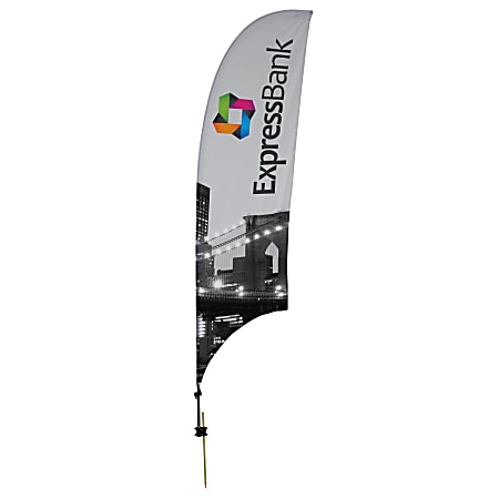 Custom Full-Color 15' Razor Sail Sign Flag With Ground Spike, 1-Sided