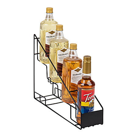 Mind Reader Alloy Collection 4-Compartment Syrup Bottle Organizer 13"H x 4 1/4"W x 17-1/4"D, Black