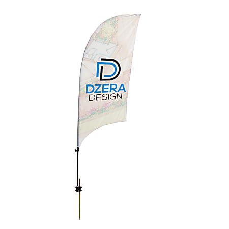 Custom Full-Color 8' Razor Sail Sign Flag With Ground Spike, 2-Sided