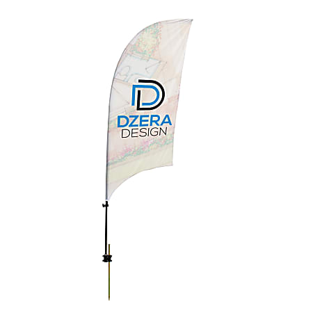 Custom Full-Color 7.5' Razor Sail Sign Flag With Ground Spike, 2-Sided