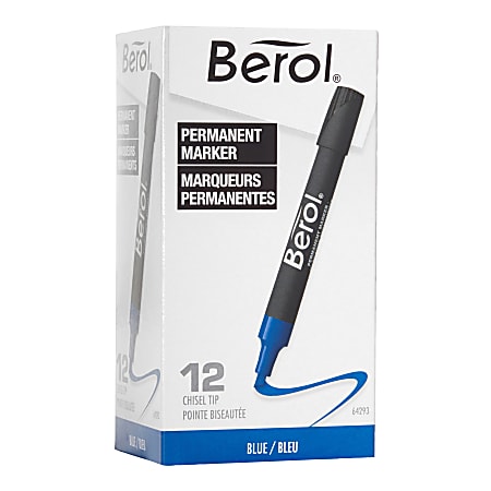 Faber Castell Berol By Eberhard Faber 3000 Chisel Tip Permanent Markers, Blue, Pack Of 12