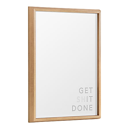 Kate and Laurel Blake Non-Magnetic Framed Dry-Erase Printed Glass, 18” x 24”, Get It Done by The Creative Bunch Studio, Natural Plastic Frame