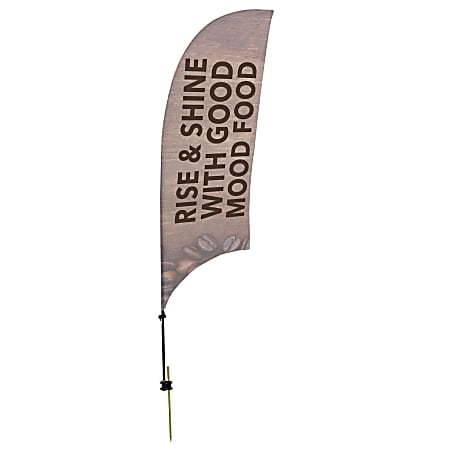 Custom Full-Color 10.5' Razor Sail Sign Flag With Ground Spike, 2-Sided