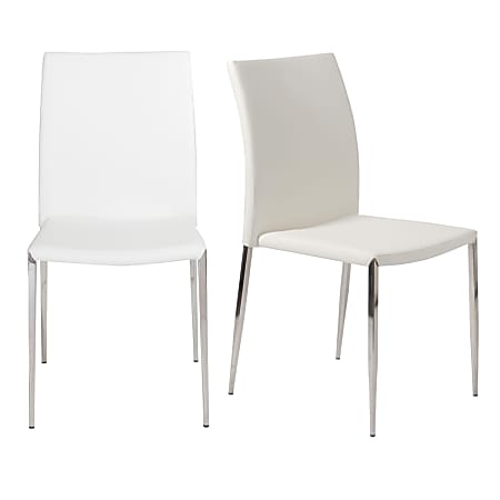 Eurostyle Diana Stacking Side Chairs, White, Set Of 2 Chairs