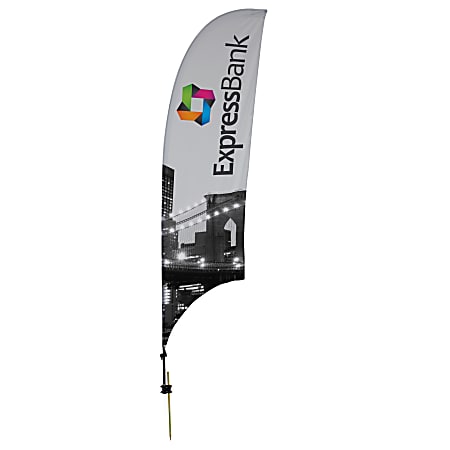 Custom Full-Color 15' Razor Sail Sign Flag With Ground Spike, 2-Sided