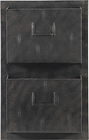 Linon Gadsden Industrial 2-Slot Vertical Home Office Metal Mailbox, 23"H x 14-3/5"W x 3-7/8"D, Gray