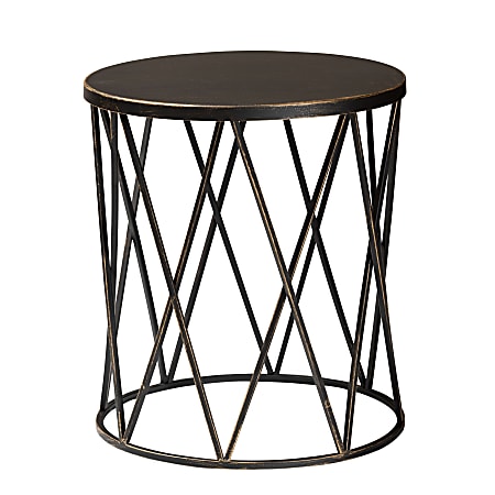 Baxton Studio Finnick End Table, 17-3/4"H x 15-3/4"W x 15-3/4"D, Antique Black