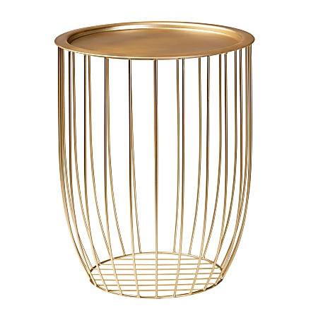 Baxton Studio Mabon End Table, 20-3/4"H x 16-1/2"W x 16-1/2"D, Gold