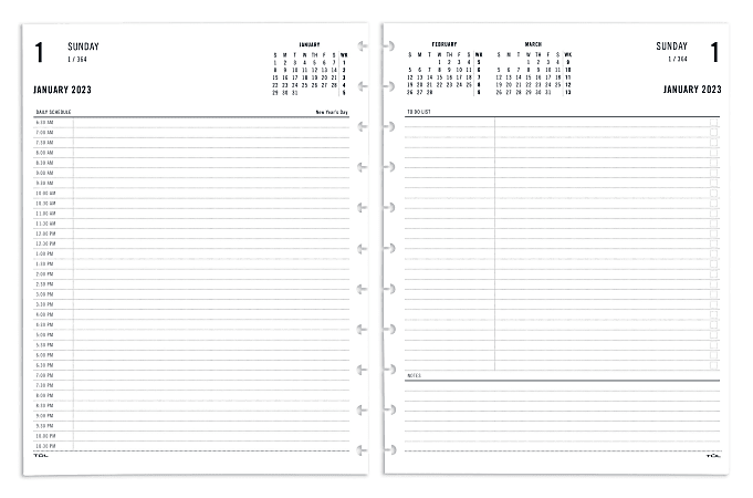 TUL® Discbound Daily Refill Pages, Half-Hourly Appointment Times, Letter Size, January To December 2023