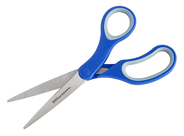 Office Depot Brand Soft Handle Stainless Steel Scissors 8 Straight BlueGray  - Office Depot