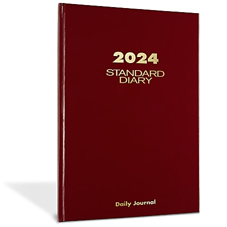 2024 AT-A-GLANCE® Standard Daily Diary, Journal Ruled, 7-3/4" x 12", Red, January to December 2024, SD37713