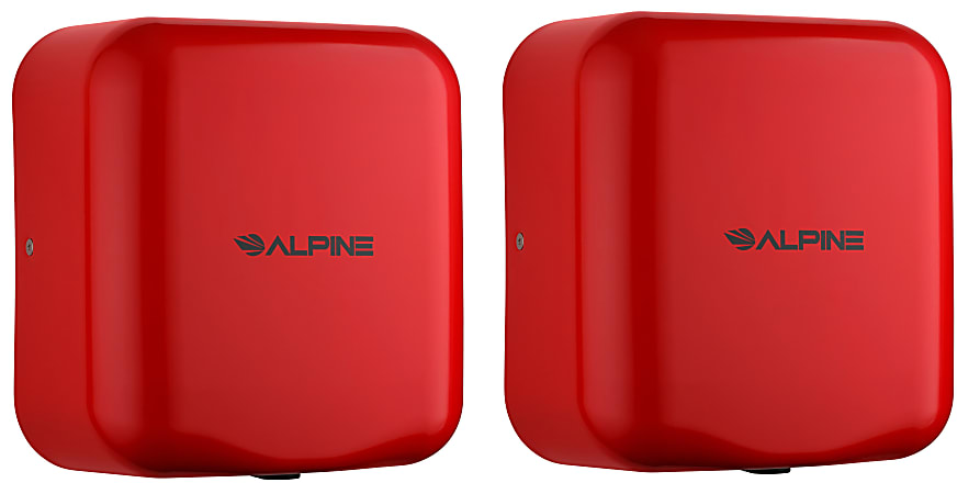 Alpine Industries Hemlock Commercial Automatic High-Speed Electric Hand Dryers, Red, Pack Of 2 Dryers