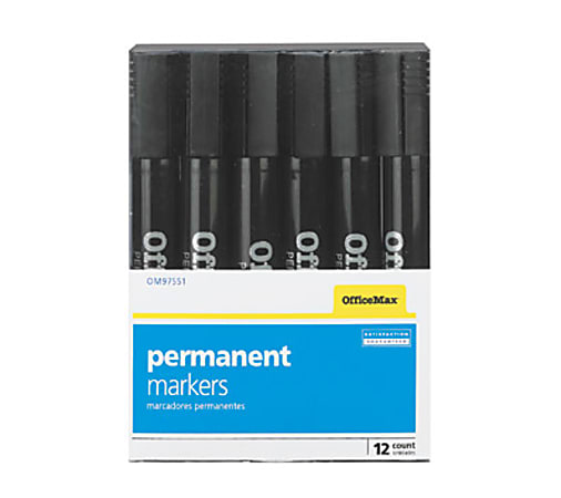 Just Basics Chisel Tip Permanent Markers, Black, Pack of 12