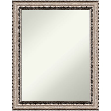 Amanti Art Non-Beveled Rectangle Framed Bathroom Wall Mirror, 28-1/4” x 22-1/4”, Lyla Ornate Silver