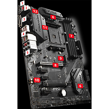 MSI B450 TOMAHAWK Desktop Motherboard AMD B450 Chipset Socket AM4