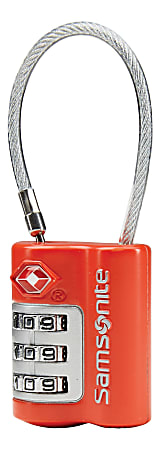 Samsonite 3 Dial Lock With Cable Red Office Depot