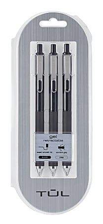 TUL® GL3 Retractable Gel Pens, Fine Point, 0.5 mm, Black Ink, Pack Of 3 Pens