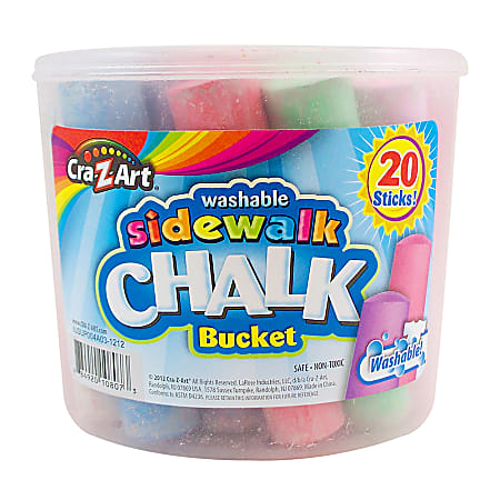 Cra-Z-Art Sidewalk Chalk, Assorted Colors, Bucket Of 20 Pieces