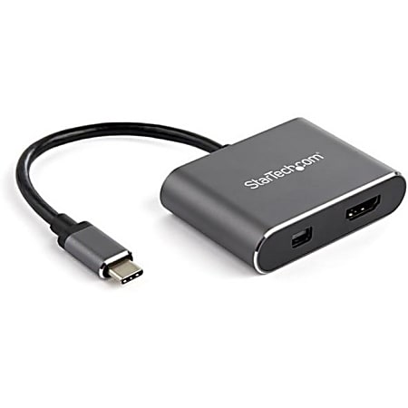 StarTech.com USB C Multiport Video Adapter - 4K 60Hz USB-C to HDMI 2.0 or Mini DisplayPort 1.2 Monitor Display Adapter - CDP2HDMDP