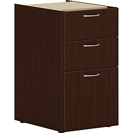 HON® 15" Vertical 3-Drawer File Cabinet Support Pedestal, Worksurface, Mahogany