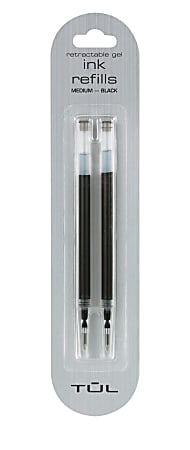 TUL® Gel Pen Refills, Medium Point, .7mm, Black Ink Pack Of 2