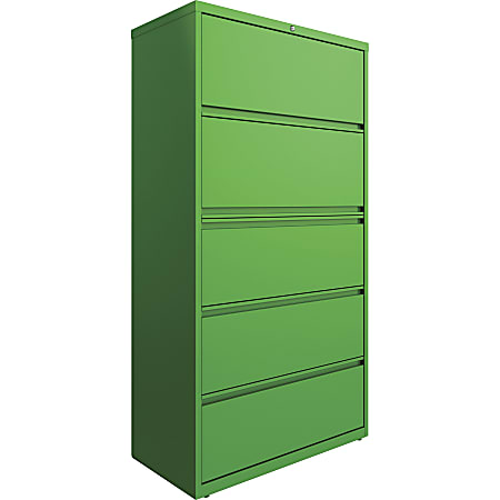 Lorell® 36"W Lateral 5-Drawer File Cabinet, Metal, Green