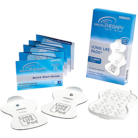 Omron ElectroTHERAPY TENS Long Life Pads, Large, PMLLPAD-L, 0.1"H x 4"W, White, 2