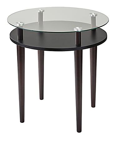 Adesso® Dwight End Table, Square, 21"H x 19-3/4"W x 19-3/4"D, Clear/Black