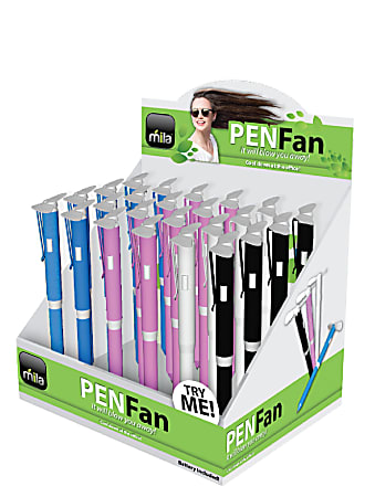 Mila Wholesale Retractable Ballpoint Pen Fan, Conical Point, 0.5 mm, Black Ink