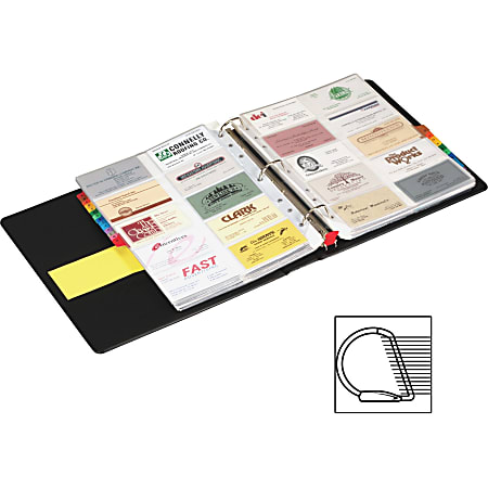 Cardinal EasyOpen Card File Binder - 350 Capacity - 8.50" Width x 11" Length - 3-ring Binding - Refillable - Black Vinyl Cover