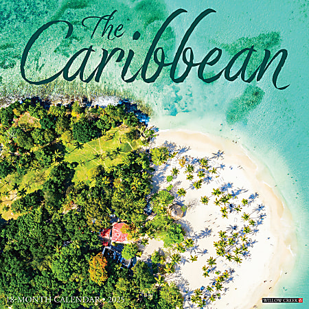 2025 Willow Creek Press Monthly Wall Calendar, 12" x 12", Caribbean, January To December 2025