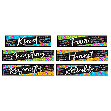 TREND 6-Piece Character Traits Mini Bulletin Board Set, 25-1/2", Multicolor, All Grades