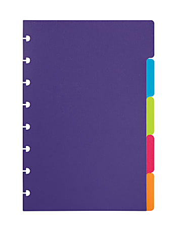 TUL® Discbound Tab Dividers, Junior Size, Assorted Bright Colors, Pack Of 5 Dividers