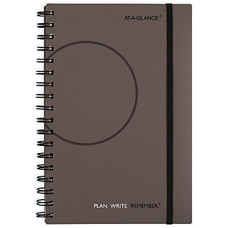 AT-A-GLANCE® Plan. Write. Remember. Undated Planning Notebook With Reference Calendars, 5-1/2" x 9", Gray, 70621030
