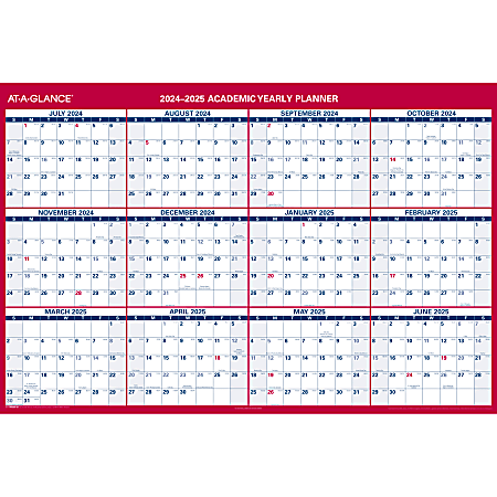 2024-2025 AT-A-GLANCE® Reversible Academic And Regular Year Wall Calendar, 48” x 32”, PM326S28