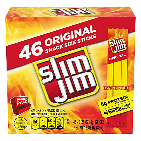 Slim Jim Original Snack Size Sticks, Pack Of 46 Sticks