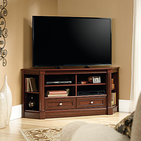 Sauder Palladia Corner Entertainment Credenza For 60 TVs 27 38 H x 61 18 W x 18 12 D Select Cherry ODP Business Solutions