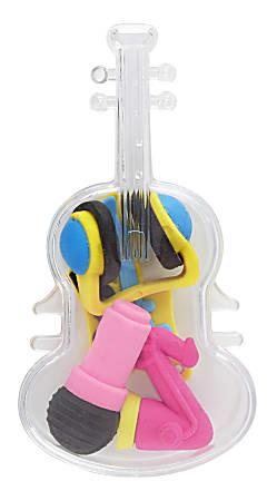 Office Depot® Brand Fun Musical Shape Erasers, 3-1/2" x 2", Assorted, Pack Of 4 Erasers
