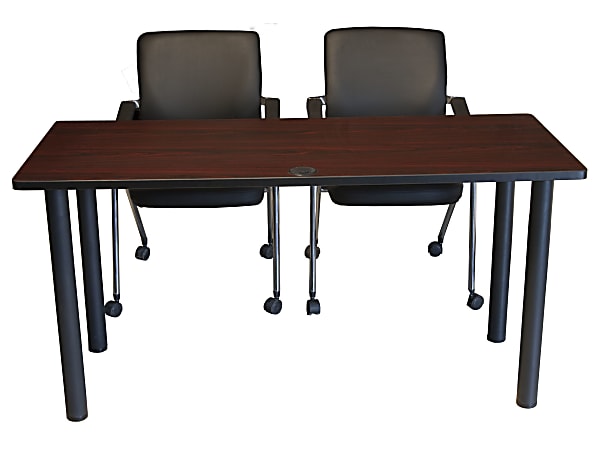 Boss 3-Piece 48"W Training Table And Chairs Set, Cherry/Black